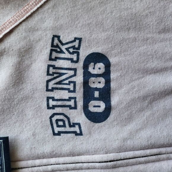 Retired 2009 Love Pink Lightweight Zip Up Hoodie Cotton Blend Pale Pink Blue XS - Picture 3 of 9